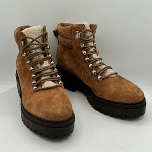 Marc‎ Fisher LTD Nairy Hiking Boots Womens Size 9 Cognac Leather NEW MSRP